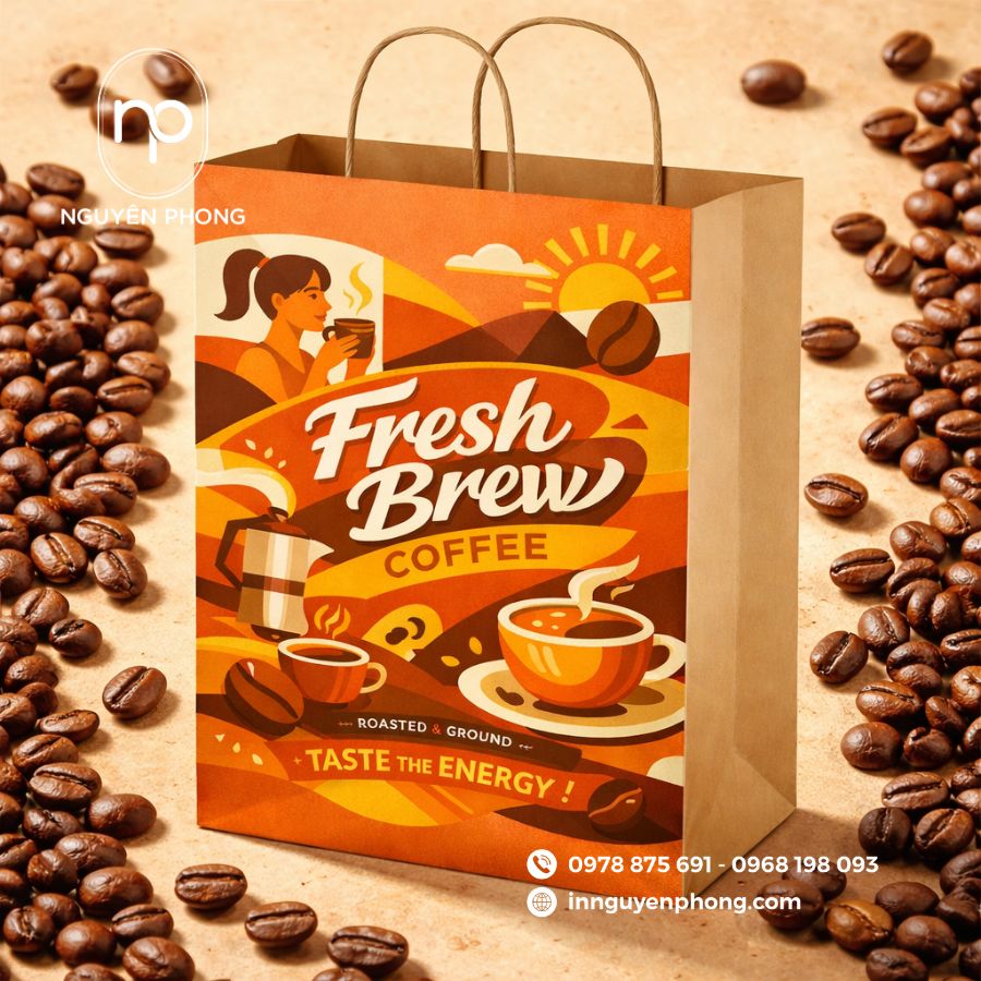 Mẫu túi giấy đựng cà phê tinh tế